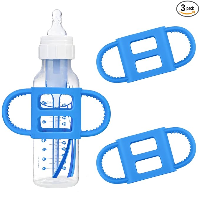 Impresa 3 Pack Handles for Baby Bottles - Compatible with Dr Brown Bottles - Clear BPA-Free Silicone - Easy-Grip Holder for Self Feeding & Sippy Cup Handles