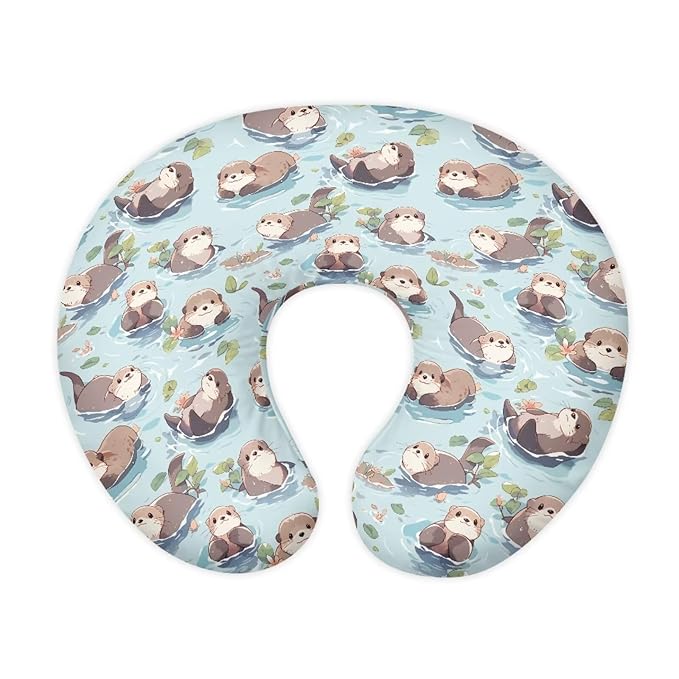 Jeiento Blue Sea Animal Otter Nursing Pillow Covers Cartoon Pillow Covers Comfortable Breastfeeding Pillow Slipcover Ultra Soft Pillowcase for Infant & Baby Safely Feeding Pillow Covers