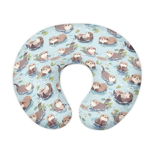 Jeiento Blue Sea Animal Otter Nursing Pillow Covers Cartoon Pillow Covers Comfortable Breastfeeding Pillow Slipcover Ultra Soft Pillowcase for Infant & Baby Safely Feeding Pillow Covers