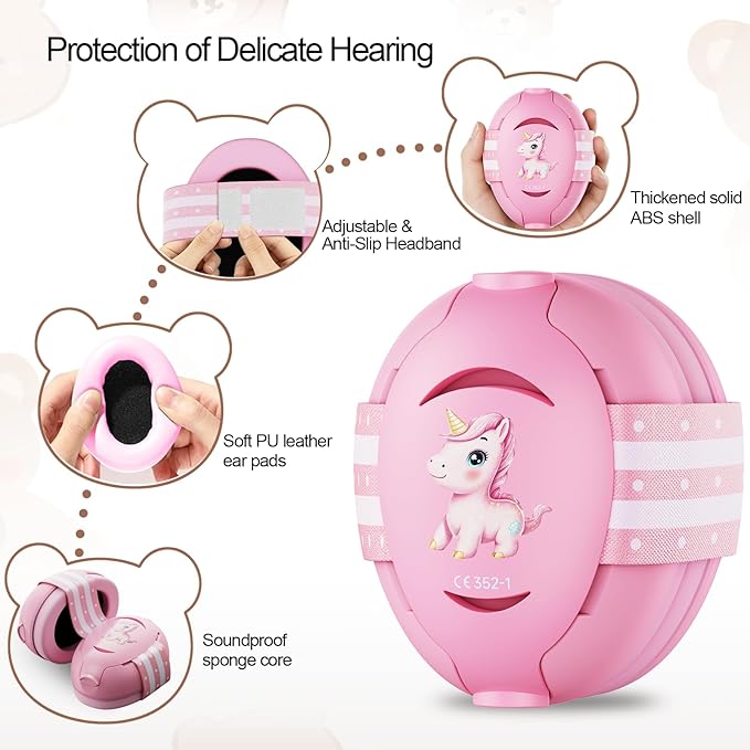 Floriogra Baby Headphones for Noise - Baby Ear Protection for Babies and Toddlers up to 36 Months - Babies Noise Cancelling Headphones - Infant Ear Protection Earmuffs Against Hearing Damage