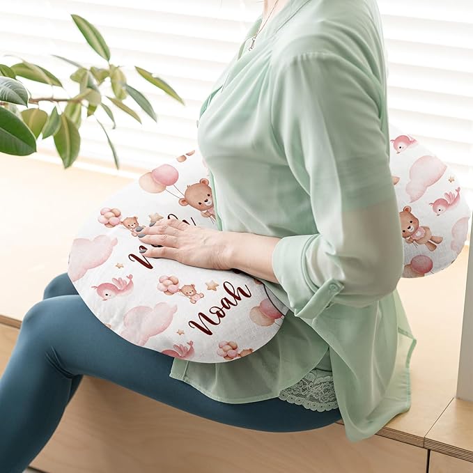 Dyoart Custom Baby Nursing Pillow Cover for Nursing, Bear Pattern Removable Nursing Covers for Breastfeeding Pillows, Ultra Soft Comfortable Slipcover for Newborn Baby Boys and Girls