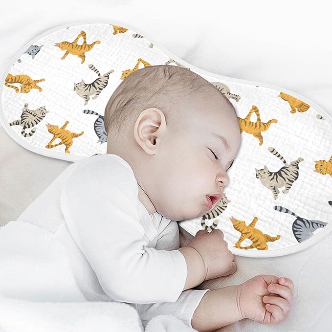 Yoga Tabby Cat Pattern Muslin Burp Cloths for Baby 1 Pack Soft 100% Cotton Baby Washcloths Bibs for Boy Girl