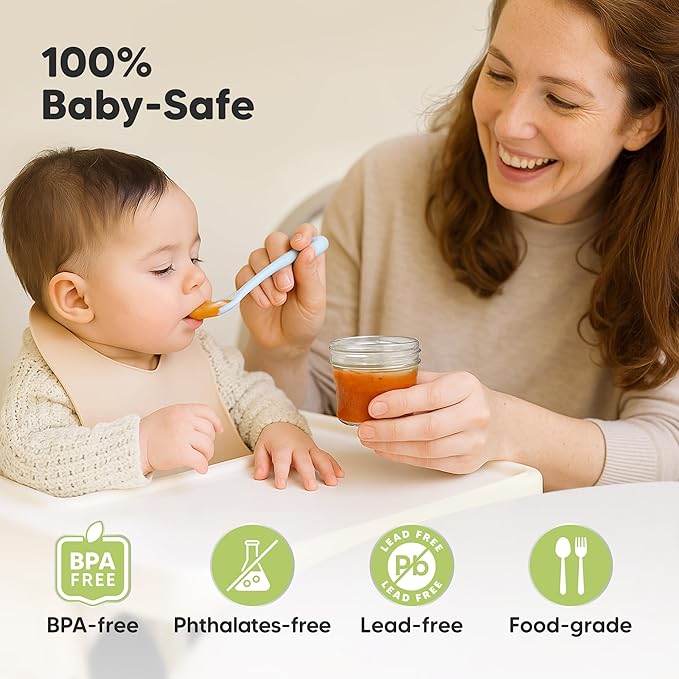 KeaBabies 12-Pack Baby Food Glass Containers and Silicone Baby Food Freezer Tray with Clip-on Lid - 4 oz Leak-Proof, Microwavable, Storage Container, Silicone Freezer Molds