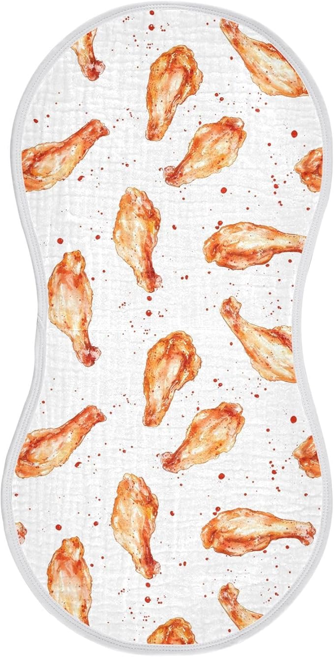vvfelixl Baby Burp Cloths Roast Chicken Wing Baby Newborn Cotton Burping Cloths Set Babys Washcloths 4 Pack