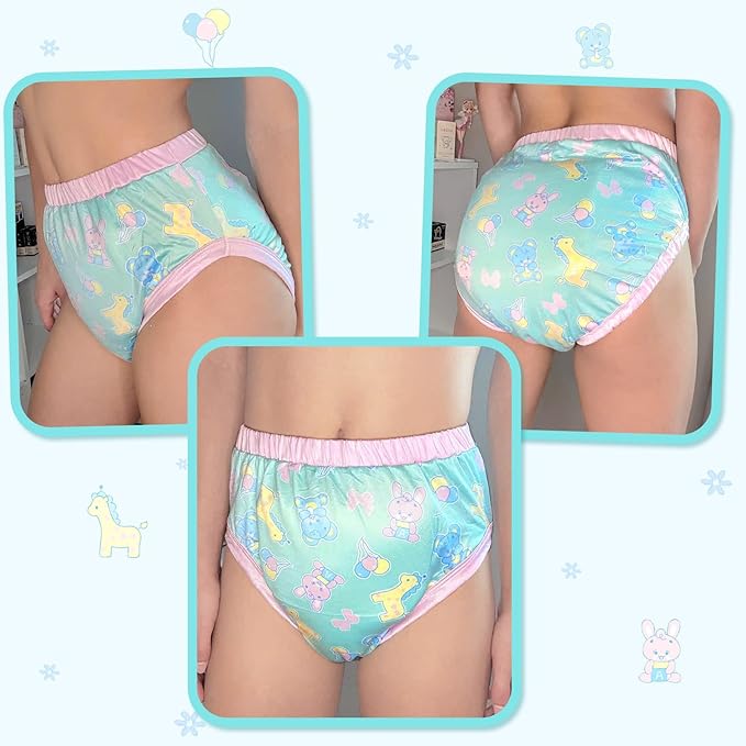 Littleforbig Soft Silky Underwear Comfortable Washable Reusable Adult Training Pants - Full Print Baby Parade L