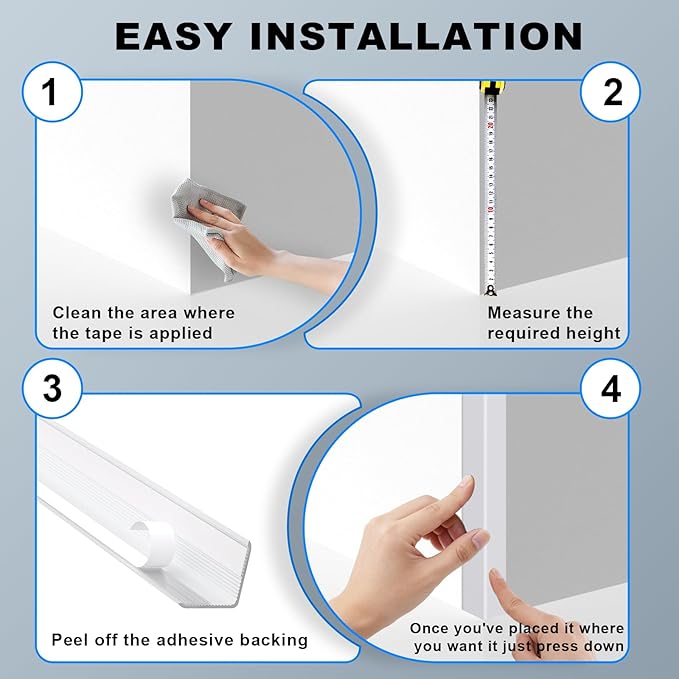 White Wall Corner Protector, 4Pcs, Length 35.4in, Width 0.79in - Self Adhesive Metal Corner Protector for Aluminum Trim molding, Cabinet Edge Guard, Easy to Install
