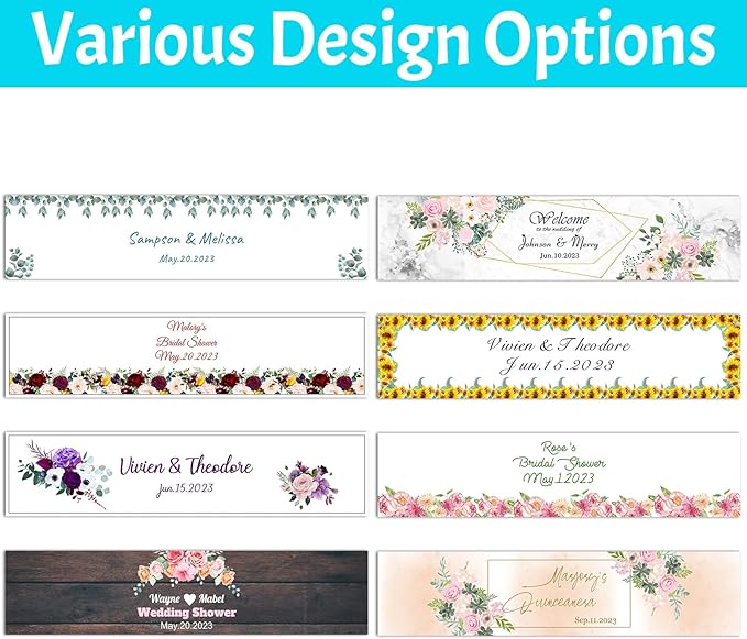 Personalized Water Bottle Labels for Wedding Custom Wedding Labels with Name for Water Bottle Stickers Waterproof Printable Photo Bottle Labels Bridal Shower Gifts 50 Pcs