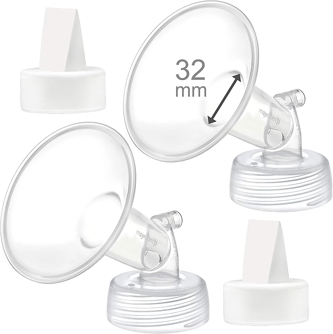 Maymom Compatible 32mm Flange and Duckbill Valves for Spectra S1 S2 Breastpump Not Original S2 Accessories Not Original Spectra Pump Parts (Flange 32mm + Valves)
