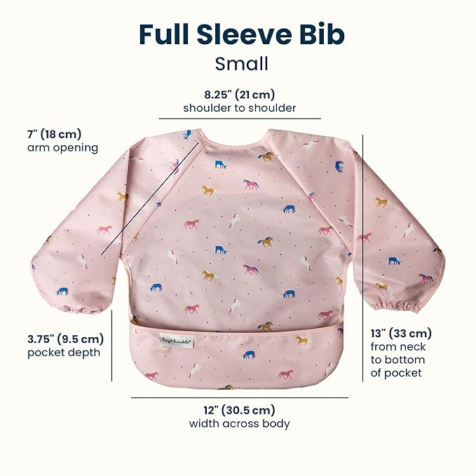 Tiny Twinkle Long Sleeve Bib for Babies & Toddlers | Waterproof Smock Bib for Eating | Machine Washable & Mess-Proof Feeding Essentials | Newborn Shower Gift (Unicorn Confetti, 6–24M)
