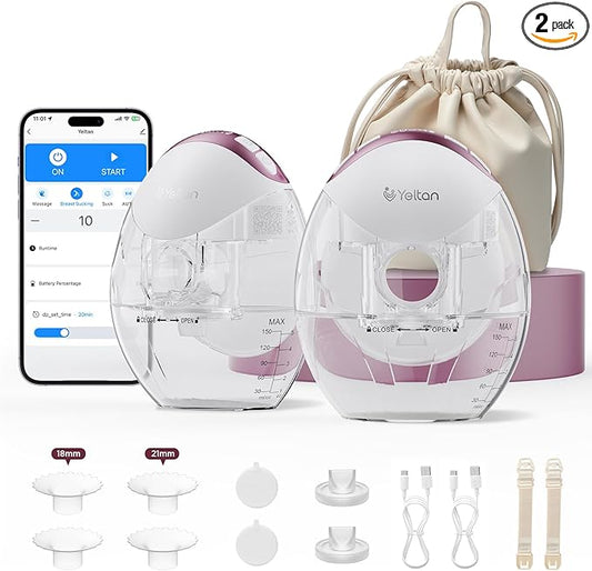 Wearable Breast Pump: Hands-Free Wireless Pump with App Control, 4 Modes & 12 Levels, BPA-Free 150ml Collector, Memory Function, 2-Pack Portable Breastfeeding Pump, Rose Gold