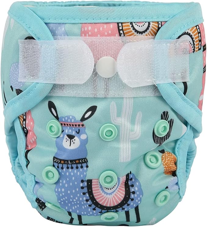 Newborn Diaper Cover with Snap and Loop - Blue Alpaca - Size 1