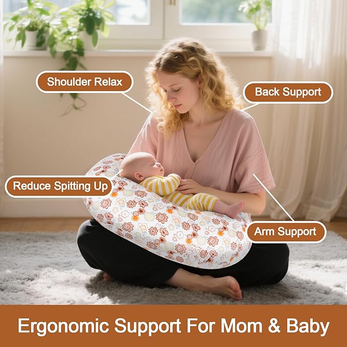 x-vesolje Baby Nursing Pillow for Breastfeeding, Adjustable Breastfeeding Pillow for Bottle Feeding, Nursing Support Pillow for Mom and Baby Healthier Nursing, Removable Cover- Cartoon Flower