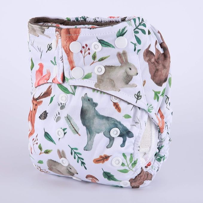 3 AIll in One Cloth Diapers Nappies for Night AIO Sewn in Insert Reusable Washable (Dinosaur Pack)