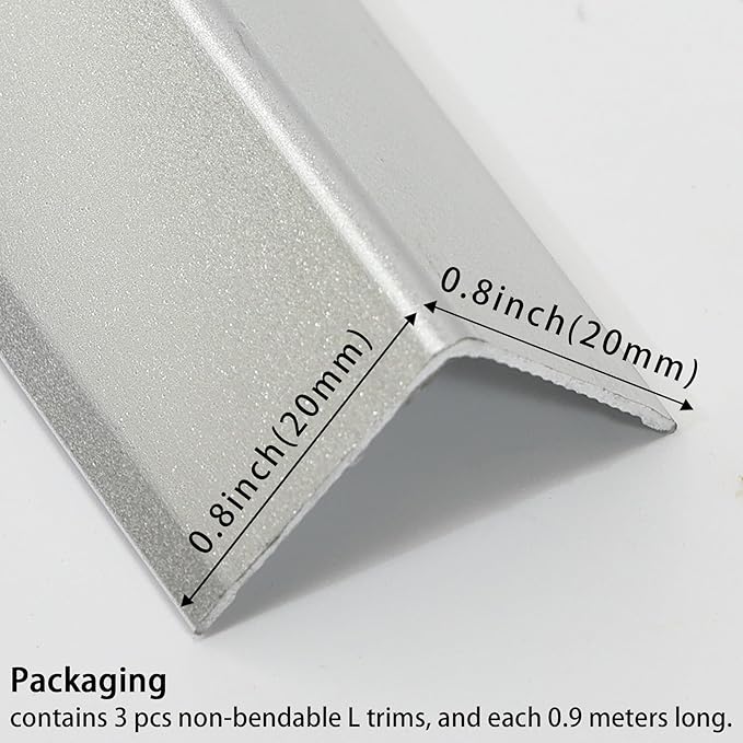Coengwui Aluminum Corner Guards, Peel and Stick L-Shaped Molding Trim for Wall Table Door Frame Protection and Decoration (Matte Silver, 3Pcs x 2.9ft x 0.8in)