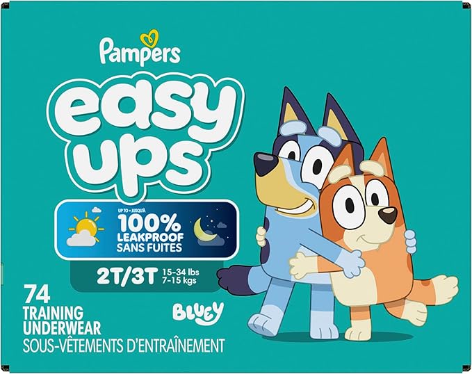 Pampers Training Pants - Easy Ups Boys & Girls Bluey - Size 2T-3T, 74 Count, Children's Potty Underwear (Packaging May Vary)