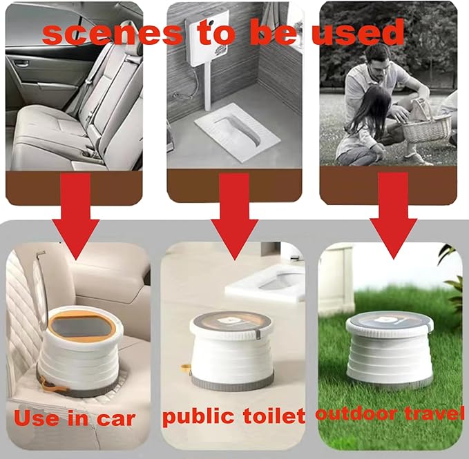 Portable, Foldable Potty seat for Toddler, Training Toilet Seat Emergency Toilet The Bottom Has the Function of Storing Garbage Bags for Car, Camping (Grey)