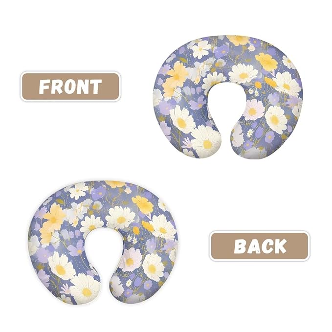Purple Cosmos Nursing Pillow Cover Slipcover for Breastfeeding Pillows Soft Comfortable Watercolor Wild Flower Nursing Slipcover for Baby Boy and Girls