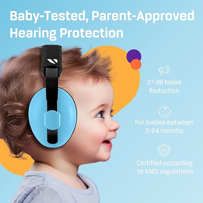 Vanderfields - Hearing Protection Ear Muffs - Over 33 dB (2K Hz) Broad Noise Cancelling Sound Reduction - Baby and Toddlers