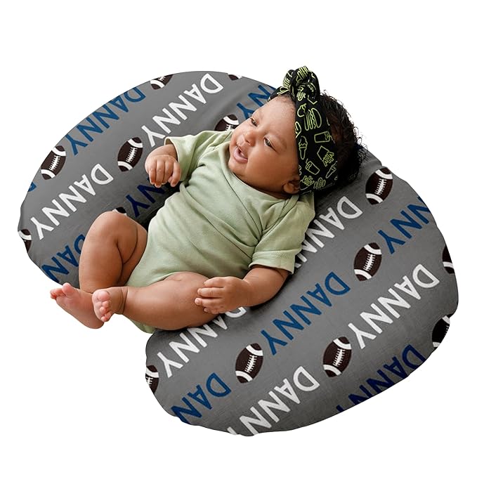 Dyoart Baby Nursing Pillow Cover, Custom Breastfeeding Bottle Pillow Slipcover, Personalized Gift for Infant Boys Girls,Football, Ultra Soft Comfortable(one Size)