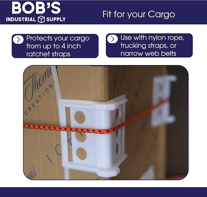 BISupply Cargo Edge Protectors White 10 Pack - Corner Protector Cargo Strap Protectors, Corner Strap Protector