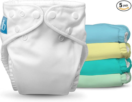 Charlie Banana Cloth Diapers, Reusable, Washable, Adjustable One Size Diaper, for Babies and Toddlers, with Absorbent Inserts - Pastel, 5 Pack