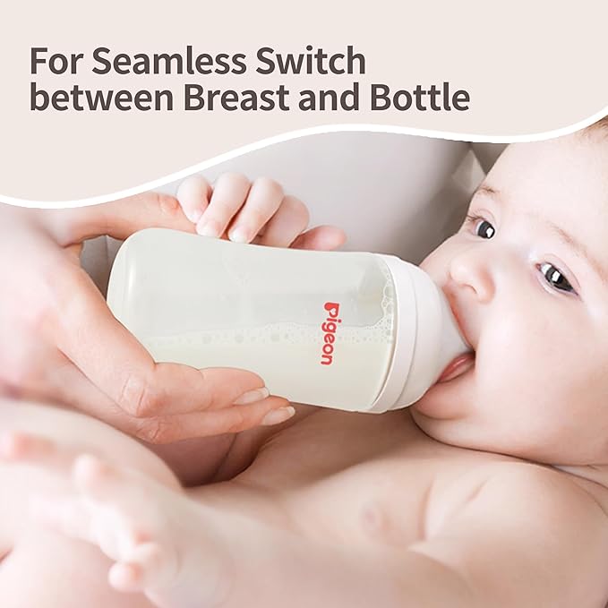 Pigeon Newborn Baby Bottle Feeding Gift Set, Nurture & Nest, Anti-Colic Wide Neck Bottles with Latch-On Silicone Nipples, 3 Bottles (5.4 Oz), 3 Stage 2 Nipples, 1 Bottle Brush and 1 Nipple Brush