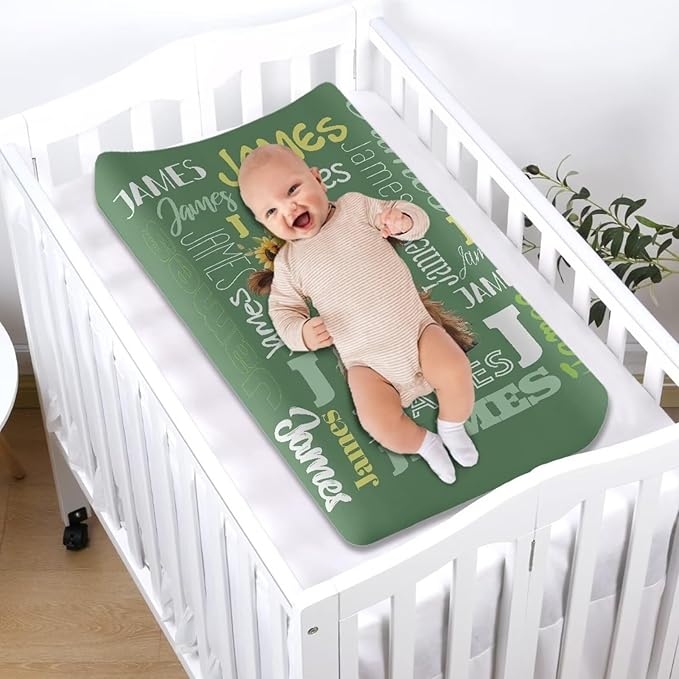 Personalized Highland Cow Changing Pad Covers with Name Sunflower Fitted Diaper Changing Table Cover Set Soft Changing Pad Sheets for Standard Changing Pad 16" x 32"