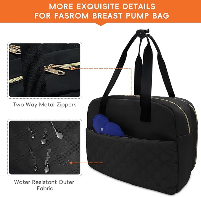 LIVEAGAIN Wearable Breastmilk Bag with Ice Pack Fits for Elvie Hands-Free Pumps and Medela Pump in Style, Portable Pump Carrying Case for for Daycare, Work, and Travel (Bag Only) (Black)