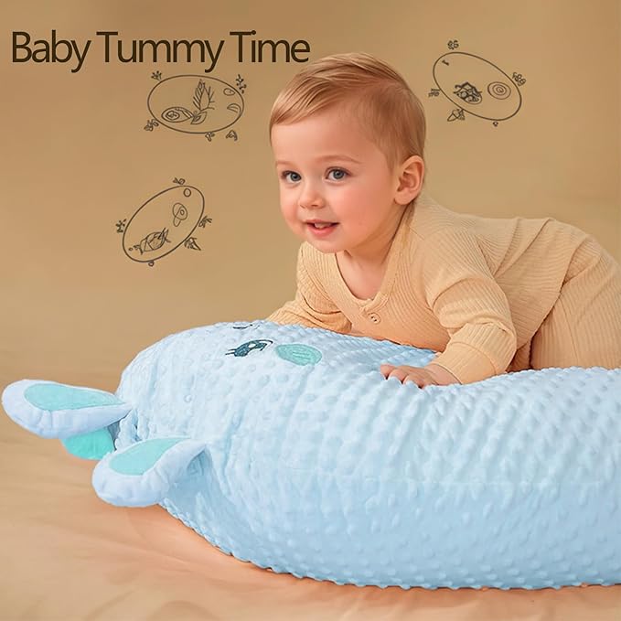 3-in-1 Multifunctional Breastfeeding Pillows, Baby Nursing Pillow with Sloped Design, Reflux Pillow for Baby, Newborn Babies Essentials Gifts (Blue)