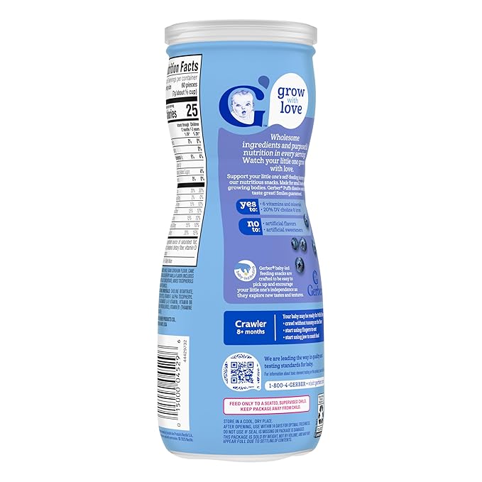 Gerber Baby Snacks Puffs, Blueberry, 1.48 Ounce (Pack of 6)