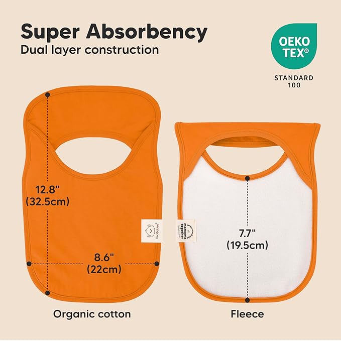 KeaBabies 8-Pack Bibs for Baby Girl, Boy - Pullover Large Baby Bibs for Drooling and Teething Infant, Newborn, Soft & Absorbent Organic Cotton, Long Torso Coverage Keep Toddler Clean & Dry (Sahara)
