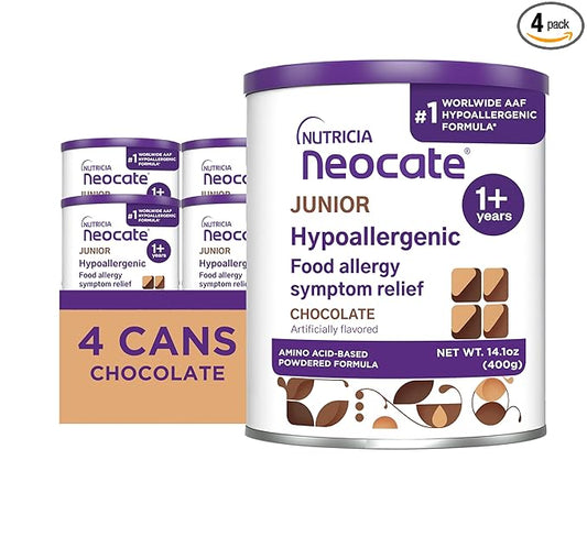 Neocate Junior - 1+ years - Hypoallergenic Toddler Formula for Food Allergy Relief - Nutritionally Complete Dairy Free Formula - Chocolate, 14.1 oz (4-Pack)
