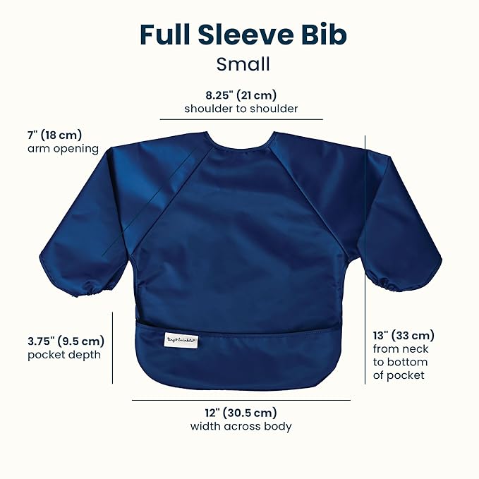 Tiny Twinkle Long Sleeve Bib for Babies & Toddlers | 2-Pack Waterproof Smock Bib for Eating | Machine Washable & Mess-Proof Feeding Essentials | Newborn Shower Gift (Grey Indigo,2-4Y)