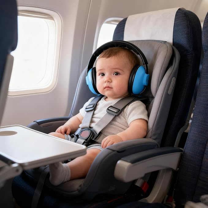 Baby Noise Cancelling Headphones Infant Ear Protection Comfortable Noise Reduction Ear Muffs for Babies Toddler 1 Months to 2 Years, Blue