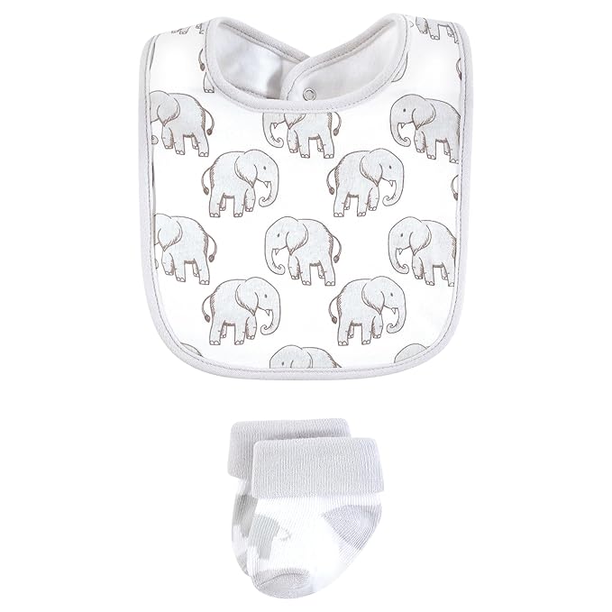 Hudson Baby Unisex Baby Cotton Bib and Sock Set, Little Peanut, One Size