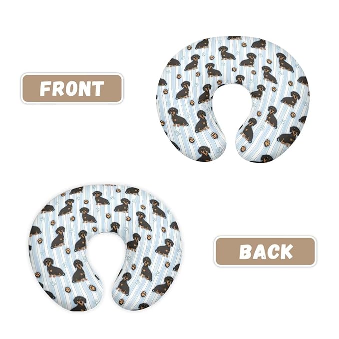 Jeiento Blue StripesNursing Pillow Case Cartoon Dachshund Dog Nursing Pillow Covers for Breastfeeding Elastic U-Shaped Feeding Pillow Covers Premium Quick-Dry Fabric Cover Slipcover,for Women Newborn