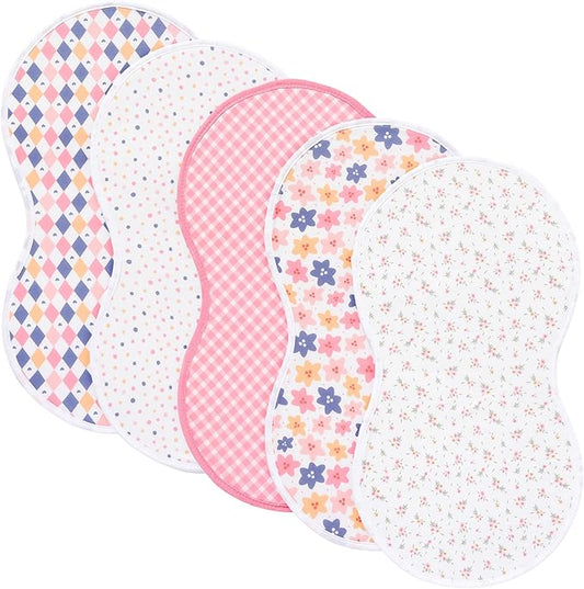 sleepyturtle Pack of 5,Baby Burp Cloths,Soft and Absorbent,Unisex,Easy to Use