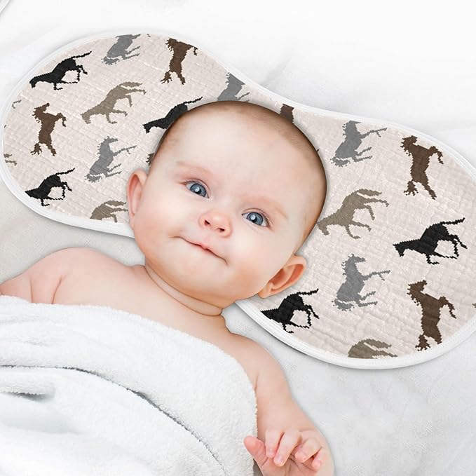 vvfelixl Muslin Burp Cloths Pixel Horse Baby Washcloths for Baby Girl Boys 2 Pack