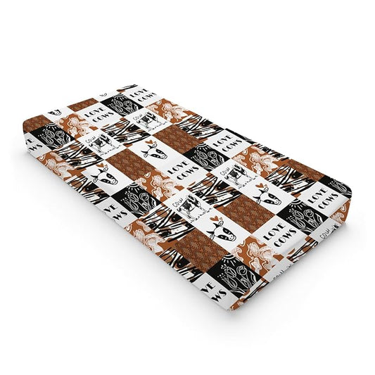 Love Cows Changing Pad Cover Hippie Funny Cows Boho Floral Change Table Pad Cover for Boys Girls Soft Breathable Stretchy Snug Fitted Unisex Diaper Change Table Sheets Mats 32''x16'' Brown