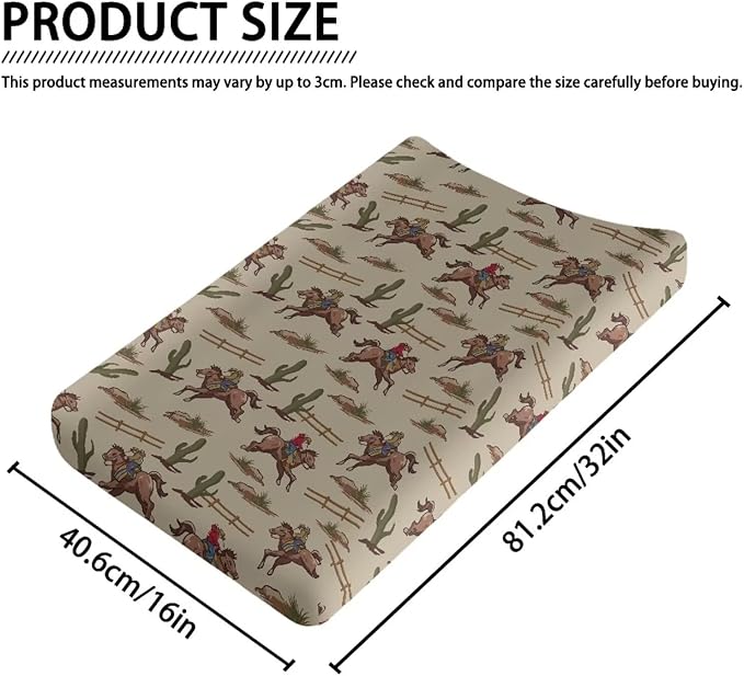 Western Cowboy Changing Pad Covers Soft Stretch Diaper Change Table Pad Cover for Girls Breathable Nursery Changing Table Sheets Cover Cute Birthday Gifts