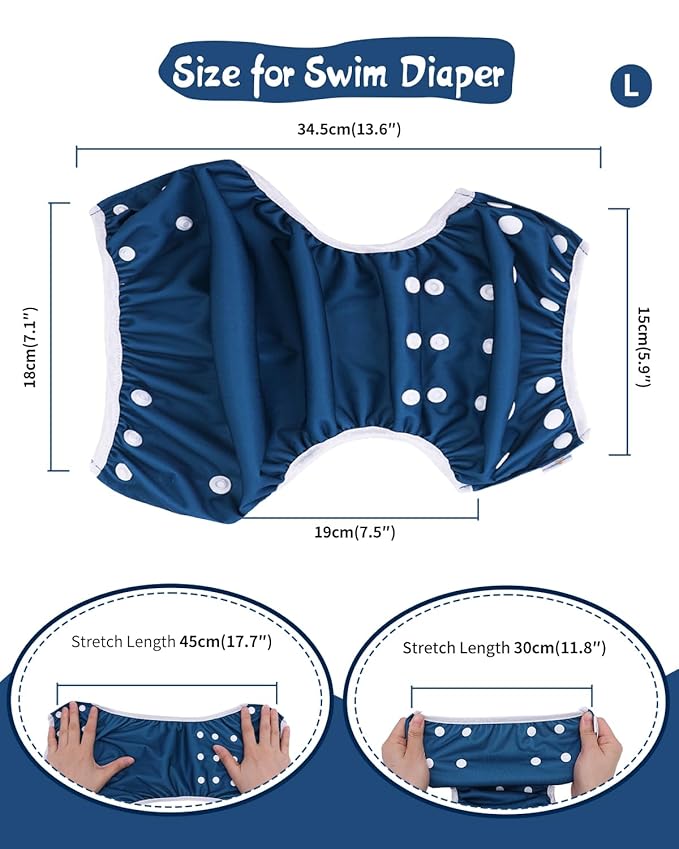 Babygoal Swim Diapers 3 Pack for 8M-3T Infant and Toddler, Reusable Adjustable Washable for Baby Swimming Lessons 3ZSD38-B