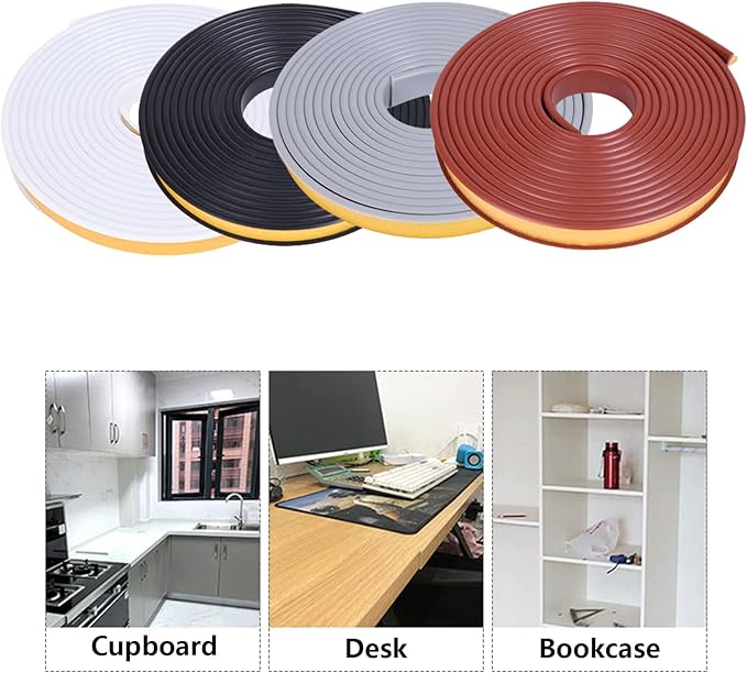 U-Shape Edge Banding, 16.4ft Self Adhesive Veneer Edging,TPE Flexible Furniture Edge Protector for Cabinet Repair Furniture Restoration (9MM, White)
