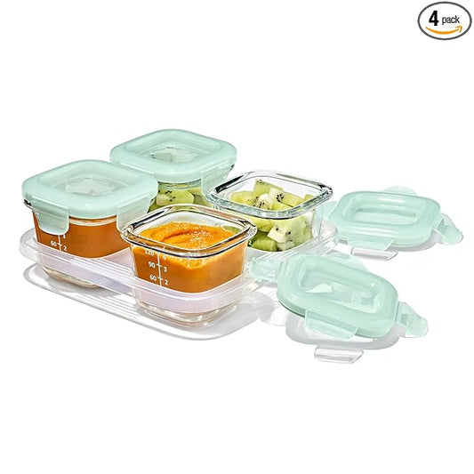 OXO Tot Glass Baby Blocks Food Storage Containers (4 oz) - Opal
