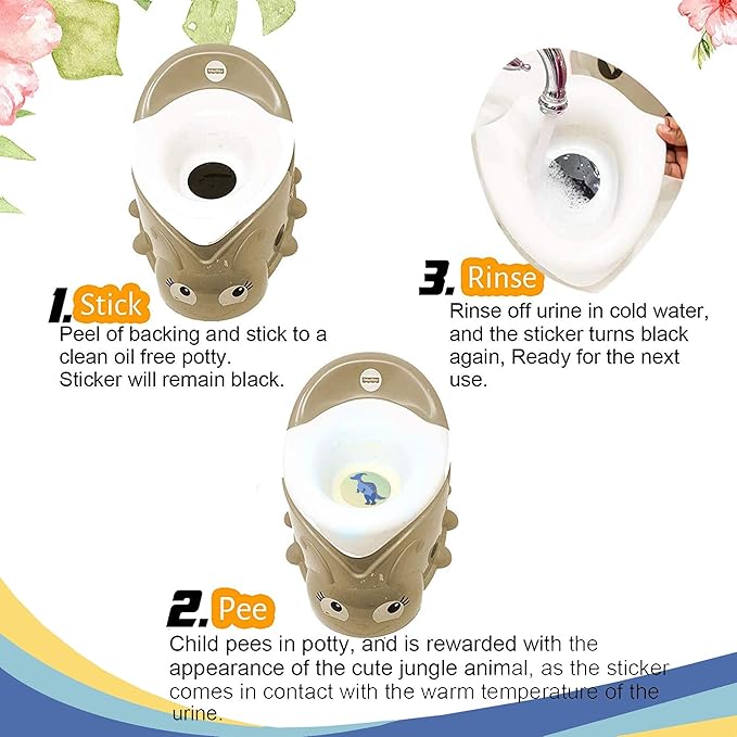 Potty Training Seat Magic Sticker | Dinosaur Potty Training Toilet Color Changing Sticker | 5 Pack Toilet Targets with Free Potty e Book | Use with or Without Potty Chart or Potty Watch