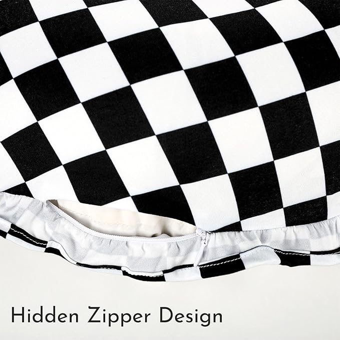DILIMI Nursing Pillow Cover, Removable Ruffled Pillowcase for Breastfeeding Pillows, Ultra Soft Comfortable Slipcover for Baby Girl and Boy, Black Gingham
