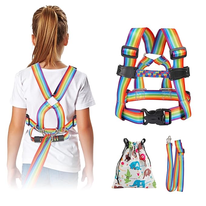 JXM Safety Walking Harness for Big Kids with Autism Ages 6-12, Child Elopement Leash with Grab Handle and Tether, Prevent Wandering in Public for Special Needs, Autistic ADHD Active Children