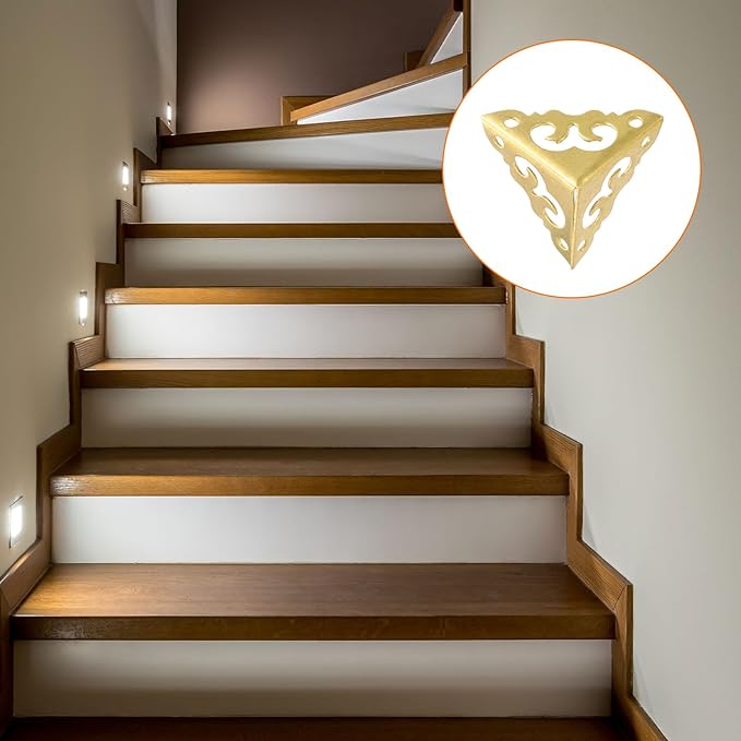 uxcell 4 Pcs Brass Edge Guard, 20mm Decorative Box Corner Cover, Corner Protector, Vintage Stair Dust Corners with Screws, Gold