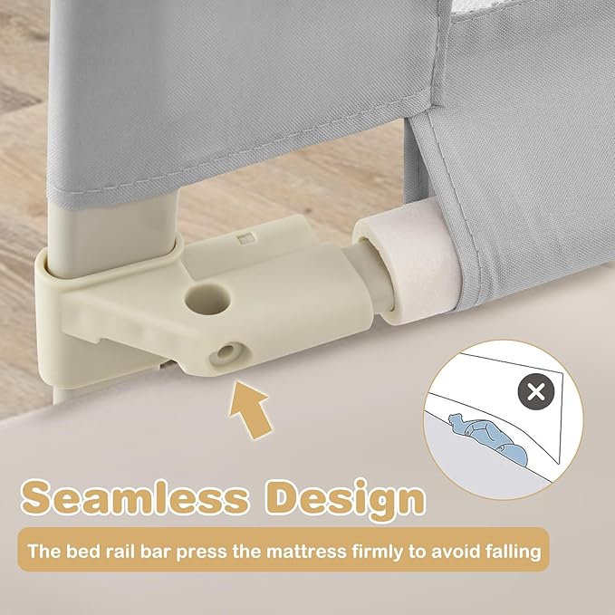 HONEY JOY Bed Rail for Toddlers, 47-Inch Extra Long, Portable Safety Bed Guard Rail w/Side Pocket, Toddler Bed Rails for Crib, King Queen Full Twin Size Bed Mattress (Gray)