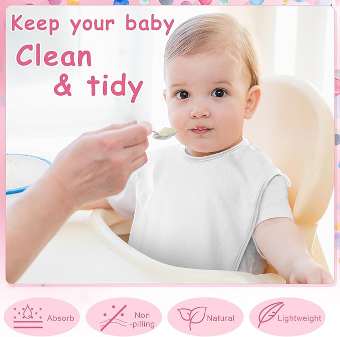 Hercicy Full Coverage Pullover Toddler Baby Bibs Terry Cloth Bibs with Snap Button for 0-4 Years Unisex Feeding Drooling
