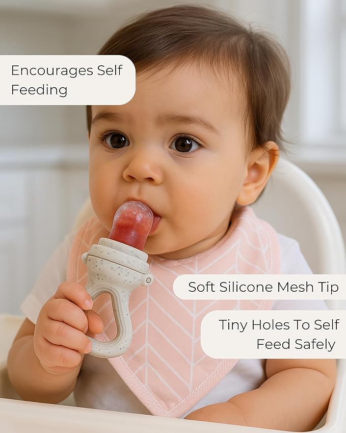 Hippypotamus Baby Food Feeder & Freezer Tray - Silicone Fruit Feeder - Pacifier Teething Toys - 2 Extra Pouches - Set of 2